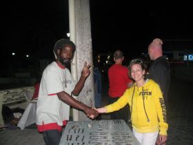 Expat with street vendor in San Pedro, Ambergris Caye, Belize – Best Places In The World To Retire – International Living